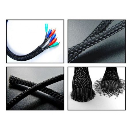Expandable Braided Cable Sleeving (1m * Black / 6mm)